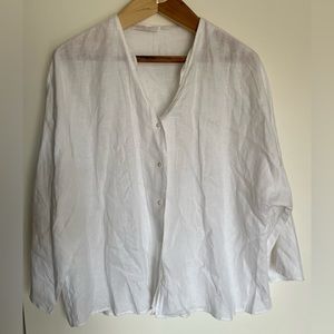 MNG limited edition, white linen, button-down top, Size large
